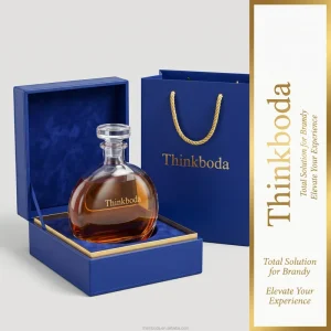 Spirits Packaging Set With Royal Blue Velvet Box And Glass Decanter