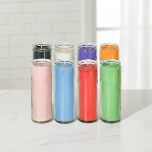Spiritual Religious White 7-Day Glass Jar Prayer Church Candle Vessel Vase