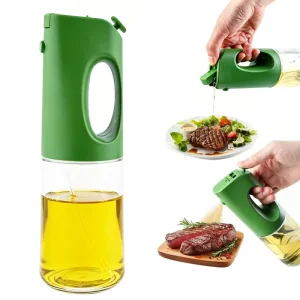 Spray Bottle with Portion Control for Salad BBQ 2 in 1 Oil Dispenser for Kitchen Gadgets Glass Olive Oil Sprayer for Cooking