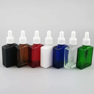 Springrain Square Dropper Glass Essential Oil Serum Bottle Empty 1oz 30ml 50ml 100ml Transparent Surface Screen Printing