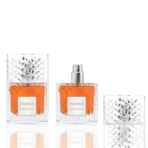 Square 100ml Empty Glass Perfume Bottle with Clear Cap