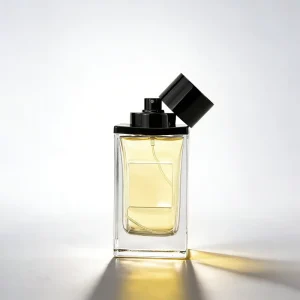 Square 100ml Glass Perfume Bottle with Magnetic Black Cap Refillable with Gift Box