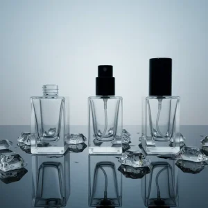 Square 15ml Perfume Bottle with Wood Texture Plastic Cap Small Fragrance Spray Bottle Refillable Perfume Bottle