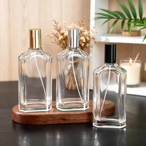 Square 50 100ml Transparent Perfume Glass Bottles with Pump Sprayer for Cosmetics Dispensing Empty Bottles