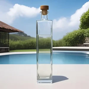 Square 500ml Clear Empty Super Flint Glass Bottle for Liquor Vodka Rum Whisky With Cork by Manufacturers