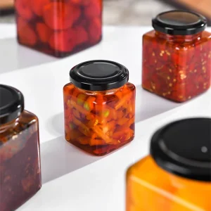 Square Airtight Glass Jars With Lid Various Styles Glass Storage Jam Food Empty Bottle Jars With Twist off Metal Lid