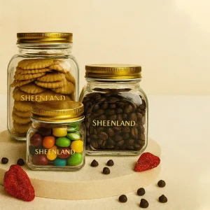 Square Airtight Glass Jars with Lids for Jam and Food Storage