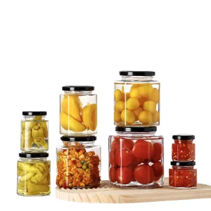 Square Airtight Glass Storage Jars with Metal Lids for Jam and Food