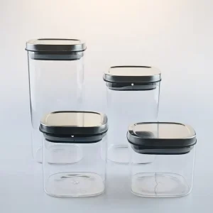 Square Borosilicate Glass Jar with Metal Lid glass Storage Container