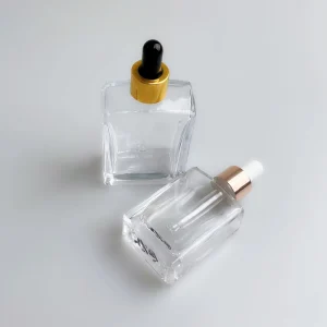 Square Bottom Glass Essential Oil Perfume Reusable for Skin Care Essence Liquid Refillable with Screw Cap