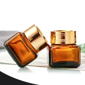 Square Brown Glass Eye Cream Jar 20g Sealed Cosmetic Face Cream Sample Bottle
