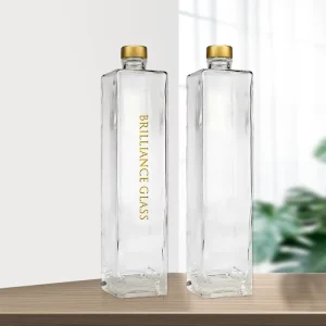 Square Clear Gin Rum Vodka Juice Liquor Wine Glass Bottle with Thick Bottom and Lids