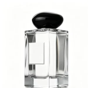 Square Clear Glass Perfume Bottle with Black Cap Custom Logo Empty Fragrance Spray Bottle Factory Direct Sale