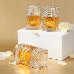 Square Crystal Cut Glass Perfume Bottles with Matching Cap Empty Perfume Bottles for Perfume Bottle Luxury 100 ml