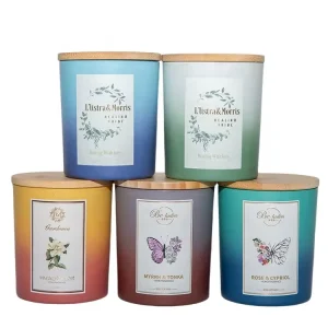 Square Flower Glass Candle Jar with Lid for Candle Making