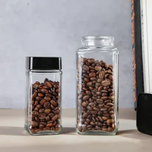 Square Food Grade Glass Storage Jar with Plastic Cap, 200ml/400ml
