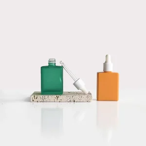 Square Frosted Macaron Color Glass Dropper Head Essence Sub sample Portable Cosmetic Bottle
