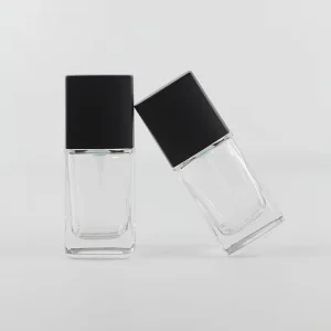 Square Glass Bottles for Liquid Foundation Handcrafted for Cosmetic Applications