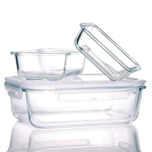 Square Glass Food Containers, 140ml-1500ml, 5-50 oz, Microwave-Safe, Sealed, with Lid