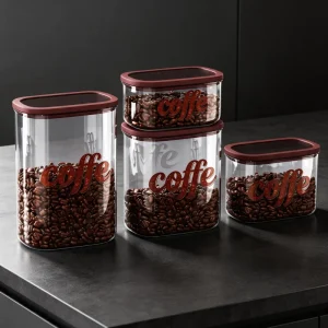 Stackable Borosilicate Glass Jars 900ml 1500ml 2000ml for Coffee Beans