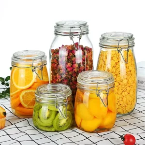 Square Glass Food Storage and Honey Jars with Lids, 500ml 750ml 1L 2L 3L