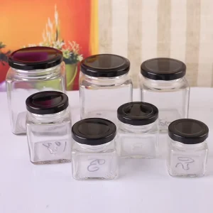 Square Glass Jam Jar 50ml 100ml 200ml 280ml 380ml 500ml 730ml With Screw Metal Lid for Honey
