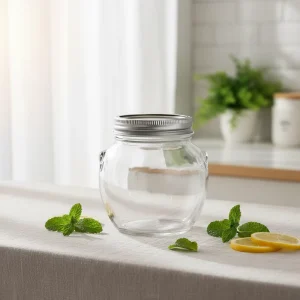 Square Glass Jar with Gold or Red Metal Lid 280ml 350ml 500ml 630ml for Bird Nest Honey Cream Candy Jelly Storage