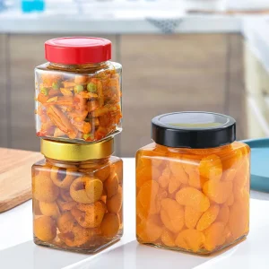 Square Glass Mason Jar for Honey, Jam, and Spices