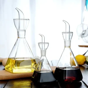 Square Glass Olive Oil Bottle Vinegar Sauce Bottle Cruet Condiment Bottle