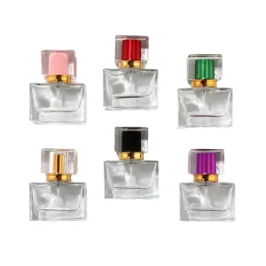 Square Glass Perfume Bottle 30ml 50ml 100ml with Roll-on Sprayer Pump, Various Caps and Screen Printing