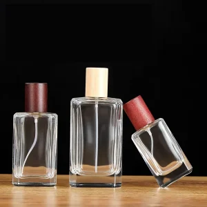 Square Glass Perfume Bottle with Spray Pump and Cap