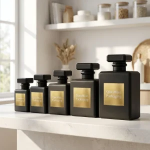 Square Glass Perfume Bottles 30ml 50ml 100ml Empty Black with Screw Cap for Cosmetic Packaging and Diffuser