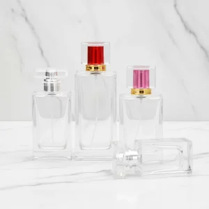Square Glass Perfume Spray Bottle 30ml 50ml 100ml with Pump Cap for Automotive Use