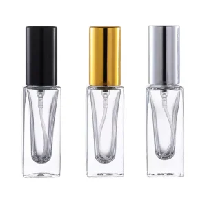 Square Glass Perfume Spray Bottle with Aluminum Spray Nozzle Empty Portable Sample 6ml