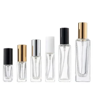 Square Glass Perfume Spray Bottles 3ml to 30ml with Screen Printing, Sprayer, and Box