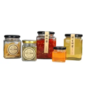 Square Glass Storage Container Bottles Canned Glass Jars Sauce Bottles