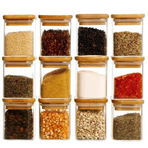 Square Glass Storage Jar 5oz Spice Jar with Shaker Lid Airtight