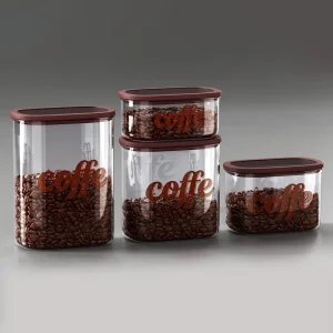 Square Glass Storage Jars Keep Grains Tea and Coffee Beans Fresh and Airtight in the Kitchen. Direct From the Manufacturer