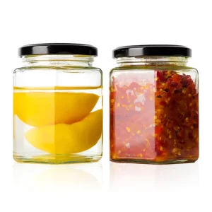 Square Honey Bottle Pickle Jar Recyclable 1oz 2oz 5oz 6oz 8oz 9oz 12oz 16oz 32oz Sealed Glass Jar with High Lid