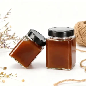 Square Honey Bottle with High Cover Pickles Jam Transparent Glass Jar sealed Glass Bottle for Fermented Bean Curd