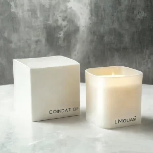 Square Matte White Glass Candle Jars, 8 oz 10 oz 12 oz 16 oz, with Box