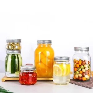 Square Round Hermetic Glass Mason Jar with Split Tops 150ml 1000ml for Jam Pickles and Food Canning