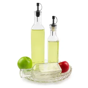 Square Shape clear Olive Oil Bottle 150ml 250ml 500ml Glass Bottles with Stainless Steel Nozzle
