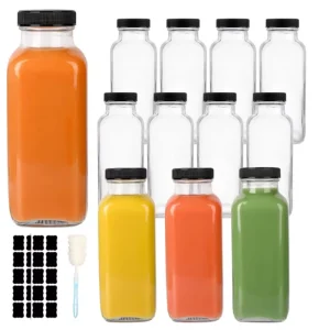 Square Soda-Lime Glass Beverage Bottles 250ml 350ml 500ml for Coffee Juice Milk