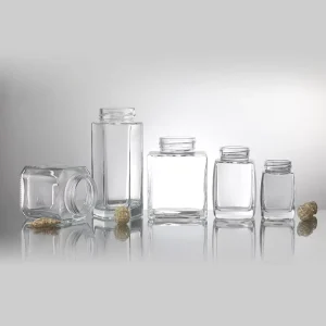 Square Storage Glass Bottle Jar With Lid