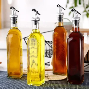 Square Style Glass Oil Pot Thick Glass Oil Bottle Glass Oil Dispenser 500ml Capacity