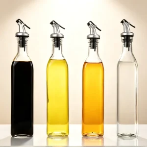 Square Transparent Glass Olive Oil Dispenser Bottle 500ml 750ml