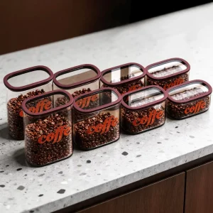 Square Transparent Washable Borosilicate Glass Airtight Jars in Various Sizes for Coffee Beans and Spices