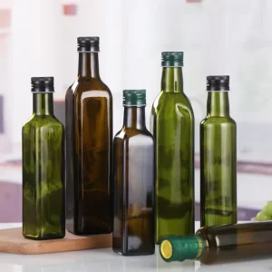 Square and Round Olive Oil Glass Bottles 250ml 500ml 750ml 1000ml with Aluminum Cap for Cooking Olive Oil