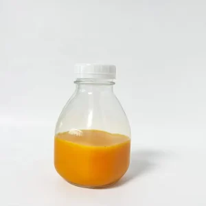 Squat Short Food Grade Glass Milk Juice Bottle with Anti Theft Plastic Cap for Juice and Beverages